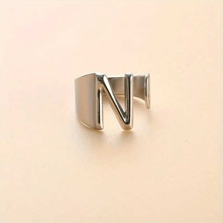 Anello Lettera  "Color Argento" N