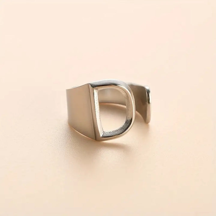 Anello Lettera  "Color Argento" D