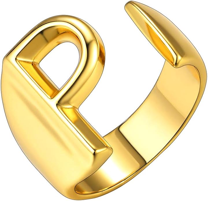 Anello Lettera "color oro" P