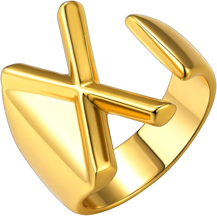 Anello Lettera "color oro" X