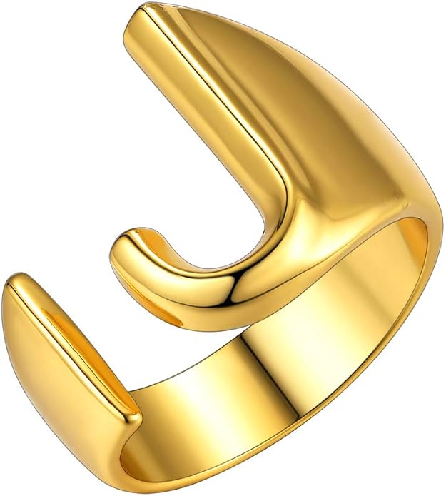 Anello Lettera "color oro" J