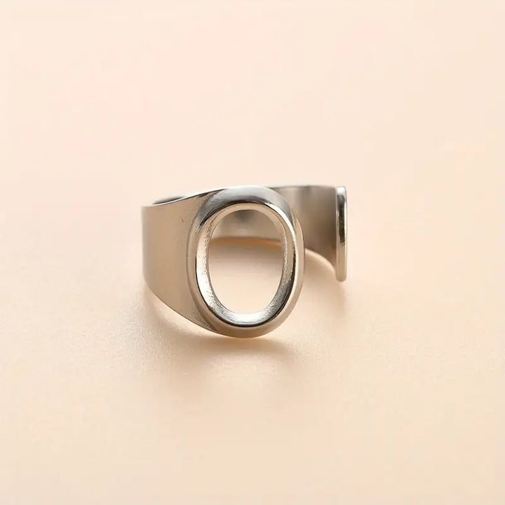 Anello Lettera  "Color Argento" O