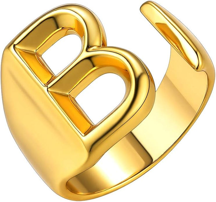 Anello Lettera "color oro" B