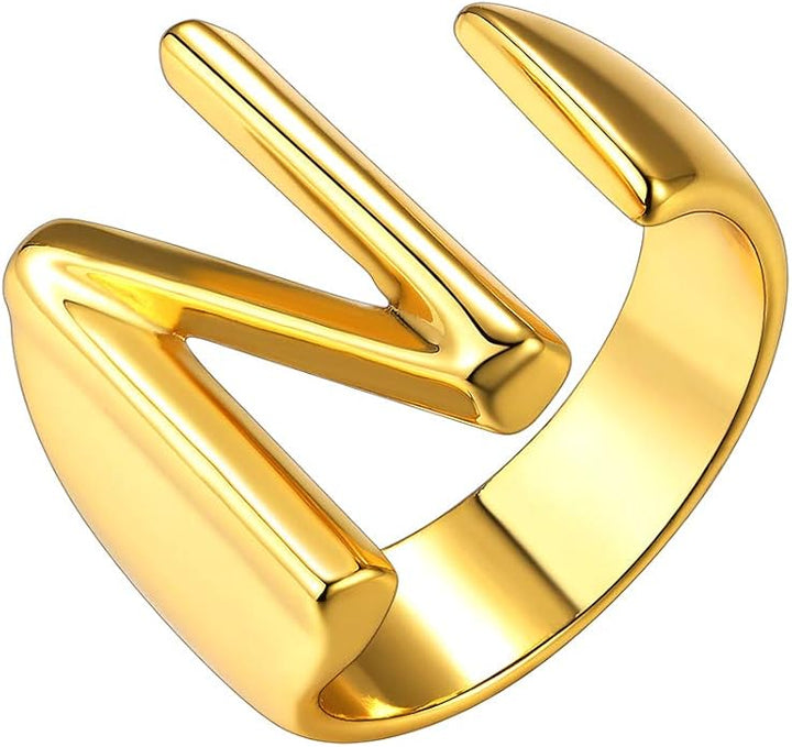 Anello Lettera "color oro" N