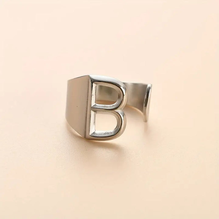 Anello Lettera  "Color Argento" B