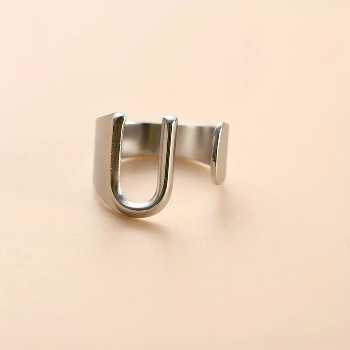 Anello Lettera  "Color Argento" U