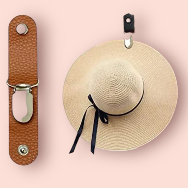 Clip porta cappello in pelle da viaggio marrone