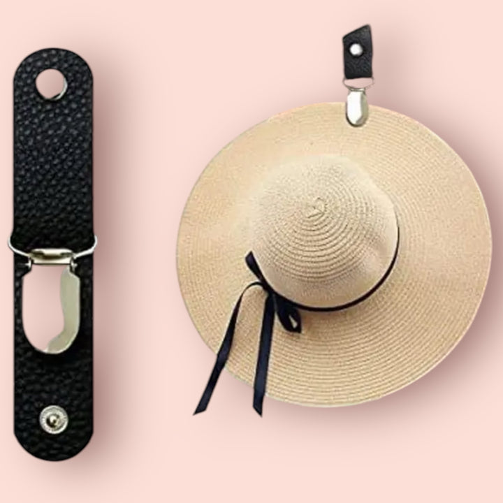 Clip porta cappello in pelle da viaggio