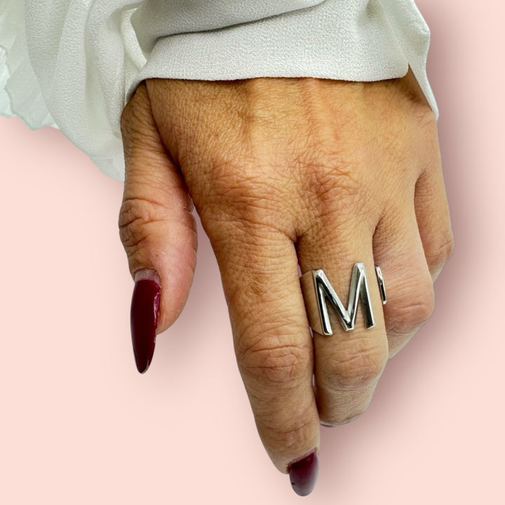 Anello Lettera  "Color Argento"