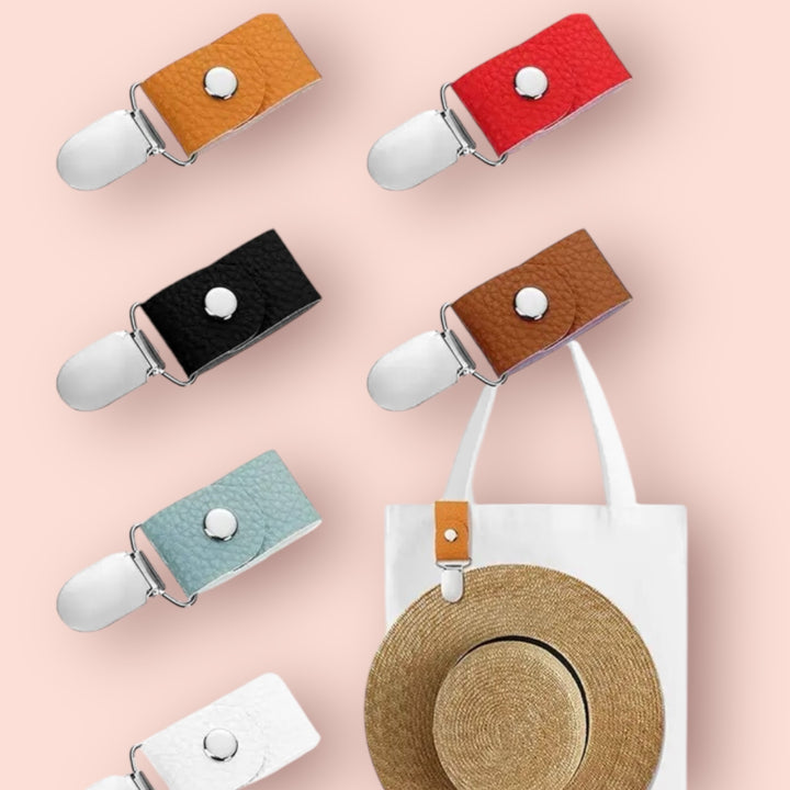 Clip porta cappello in pelle da viaggio