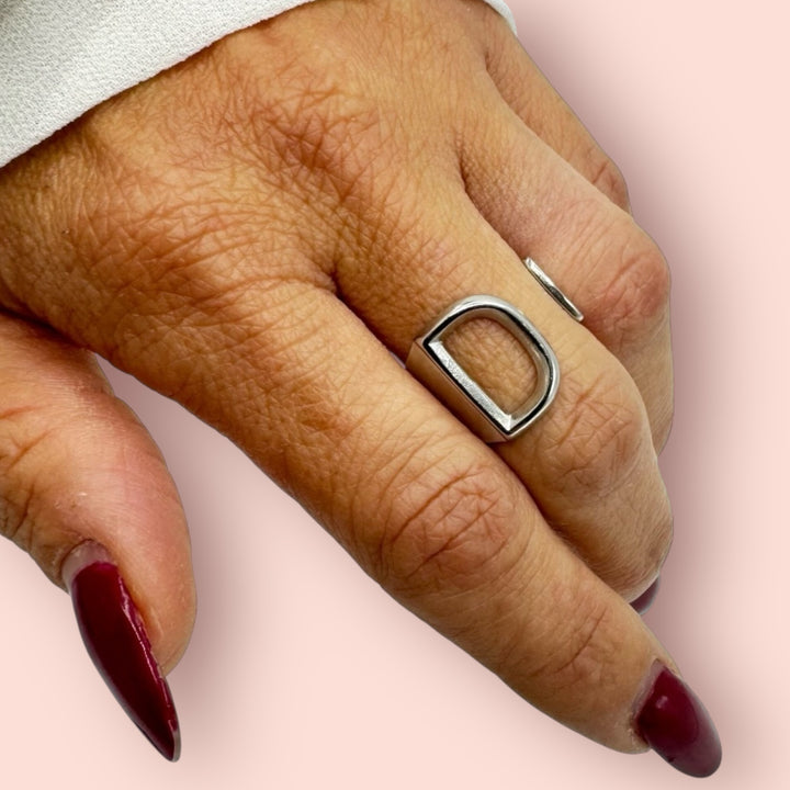Anello Lettera  "Color Argento"